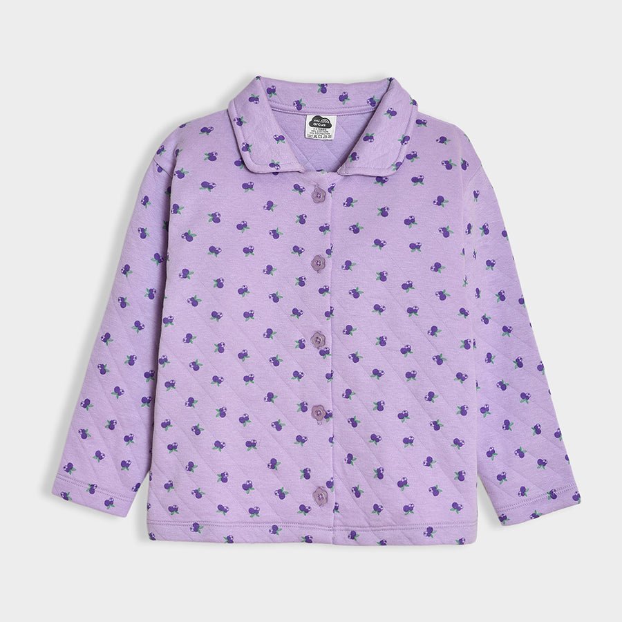 Bonjour Lavender Printed Co - Ord Set Quilted Sweatshirt - Pajama Set 2