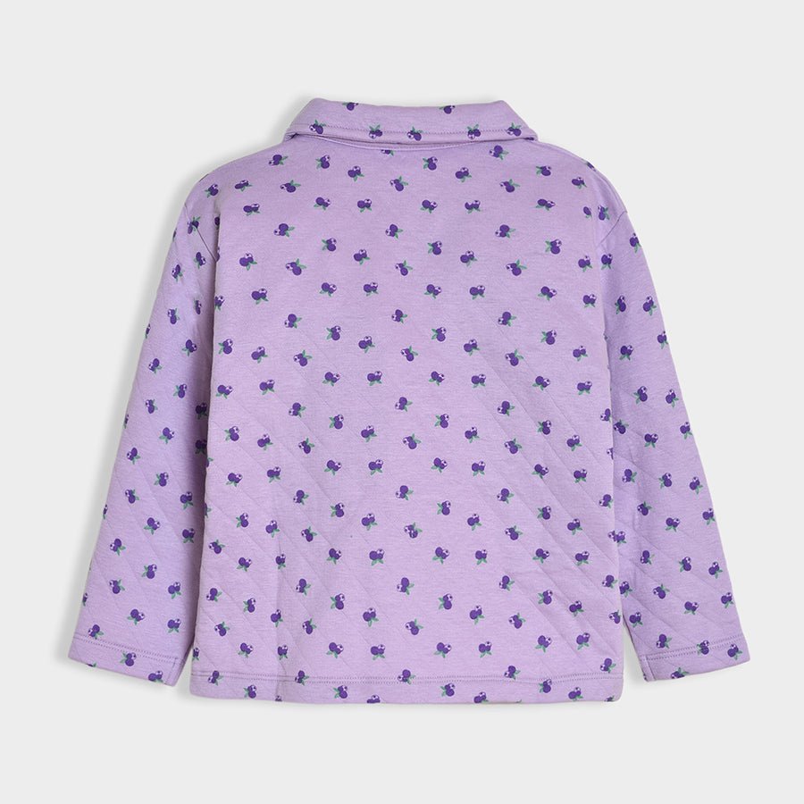 Bonjour Lavender Printed Co - Ord Set Quilted Sweatshirt - Pajama Set 3