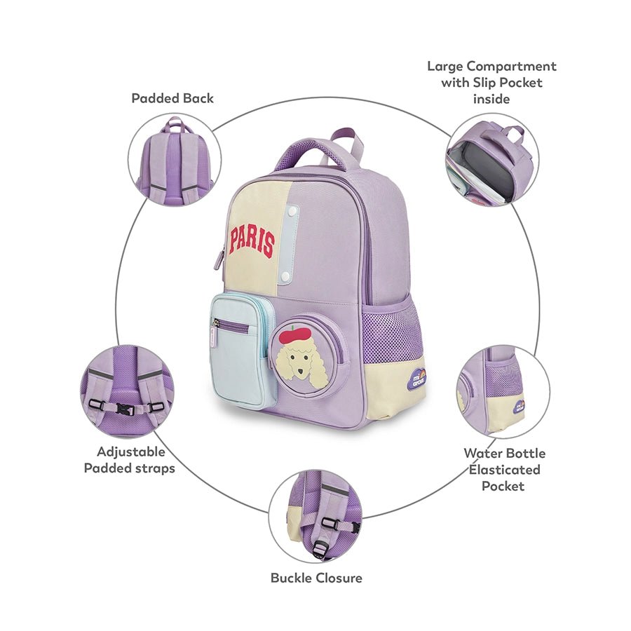 Bonjour Lavender School Bag Backpack 5