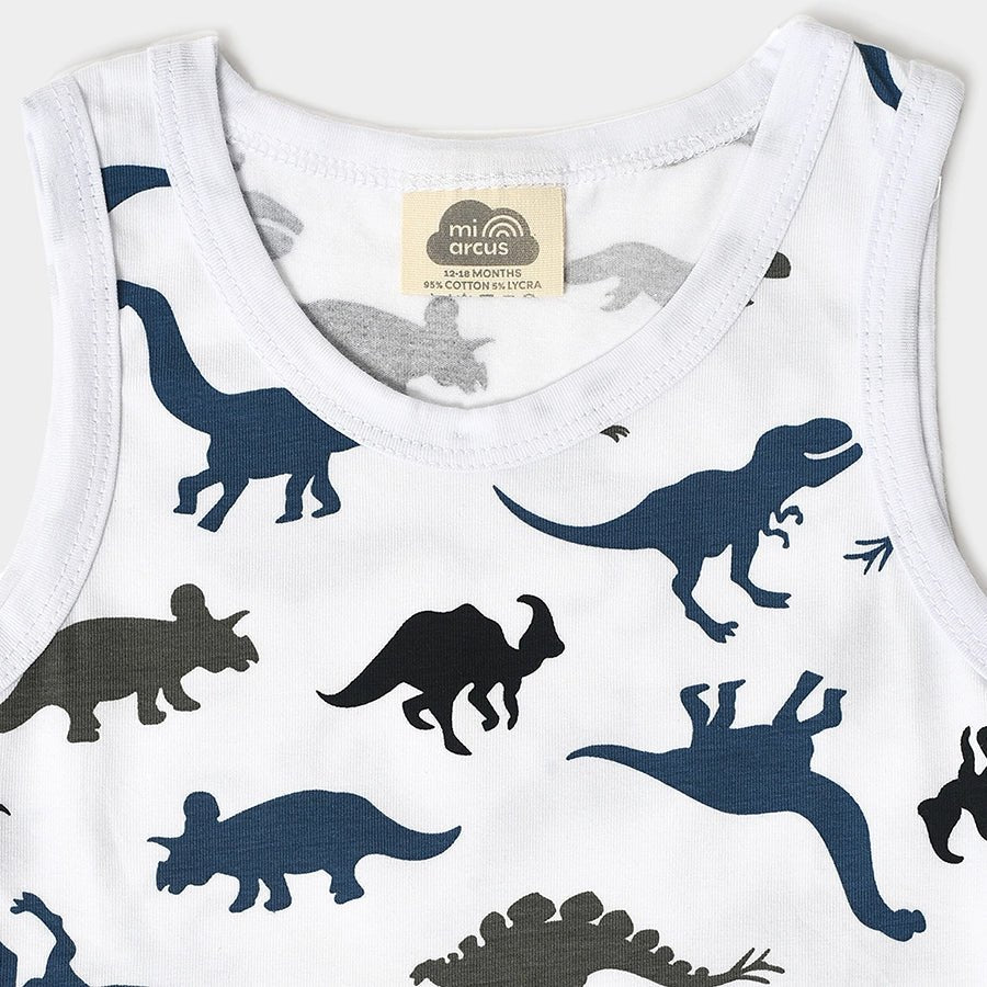 Boys Dino Print Shorts and Vest Set Shorts - Vest Set 4