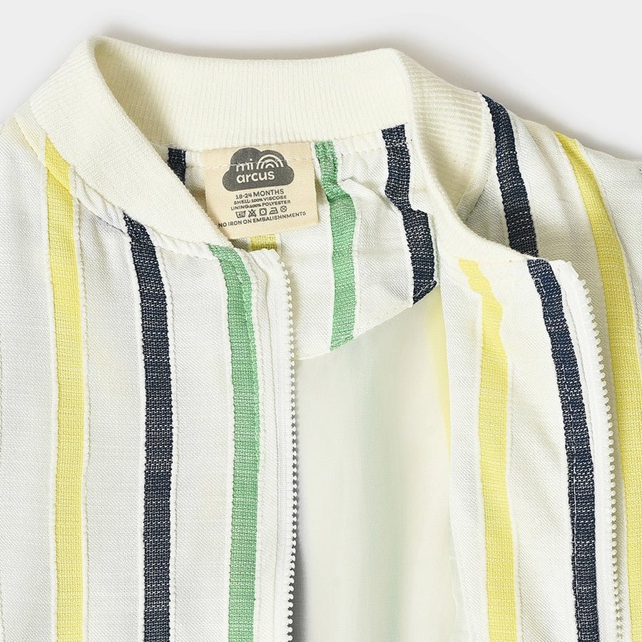 Boys Striped Jacket - Cream Jacket Full Sleeves 7