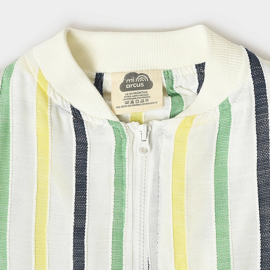 Boys Striped Jacket - Cream Jacket Full Sleeves 4