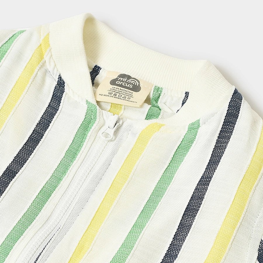 Boys Striped Jacket - Cream Jacket Full Sleeves 5