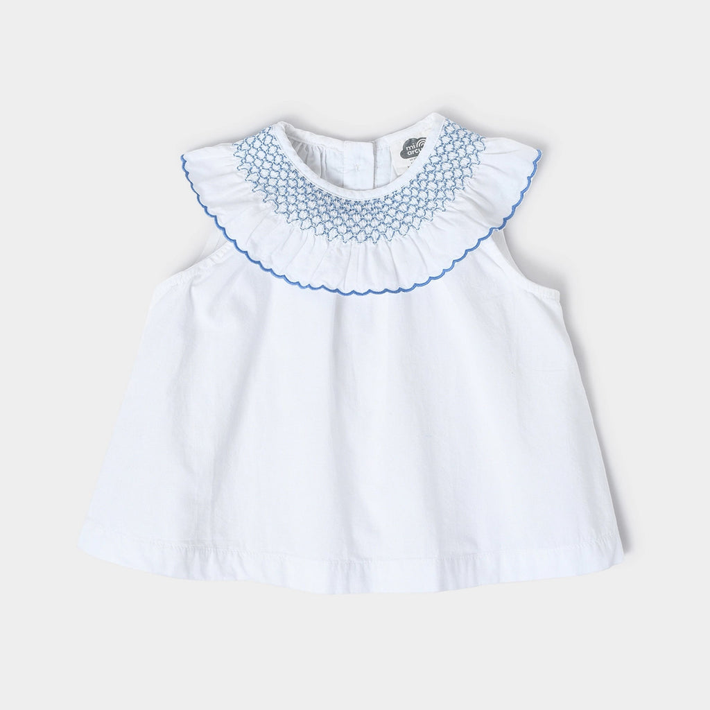 Cuddle Smock White Top for Girls Frock 2
