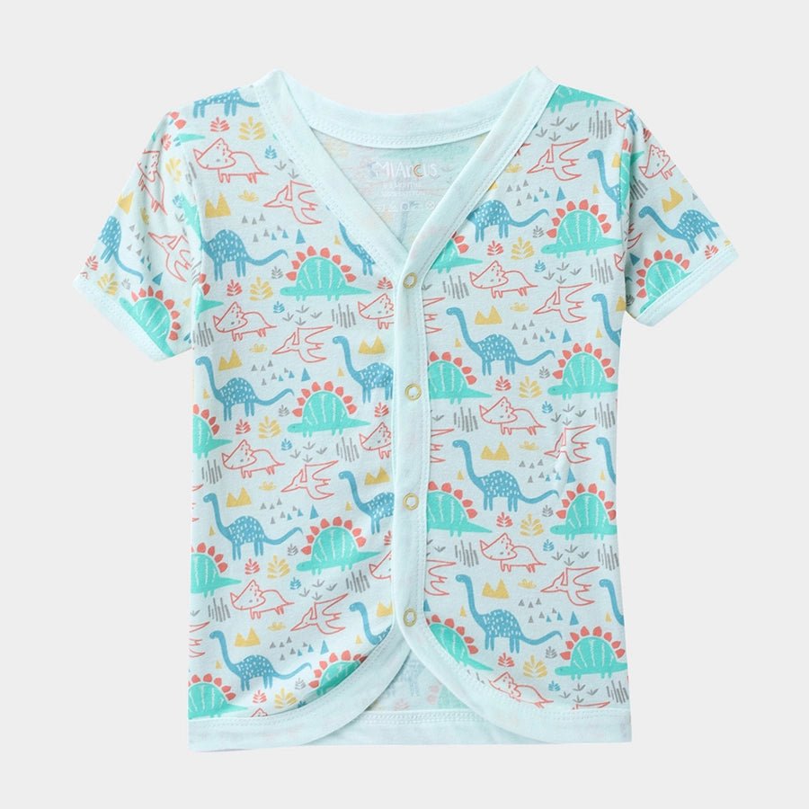 Dino Print Baby Boy Front Open Vest (Pack of 3) Front Open Vest 4
