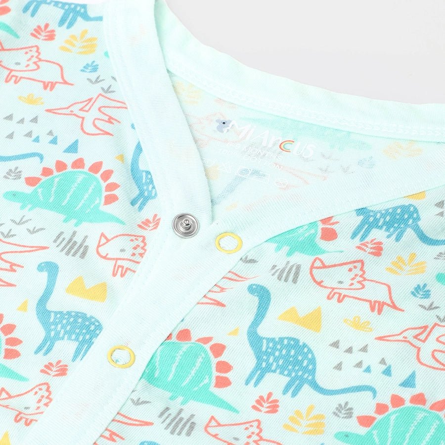 Dino Print Baby Boy Front Open Vest (Pack of 3) Front Open Vest 8
