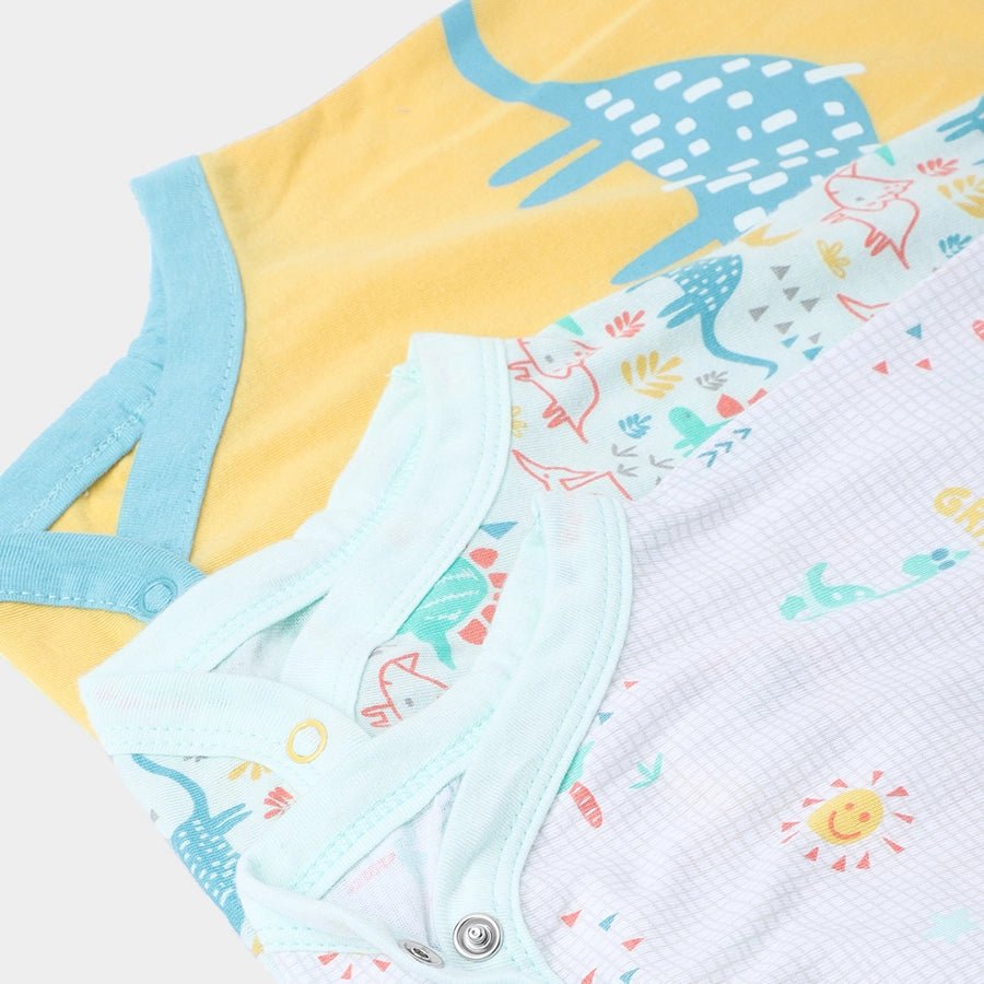 Dino Print Baby Boy Romper (Pack of 3) Romper 9