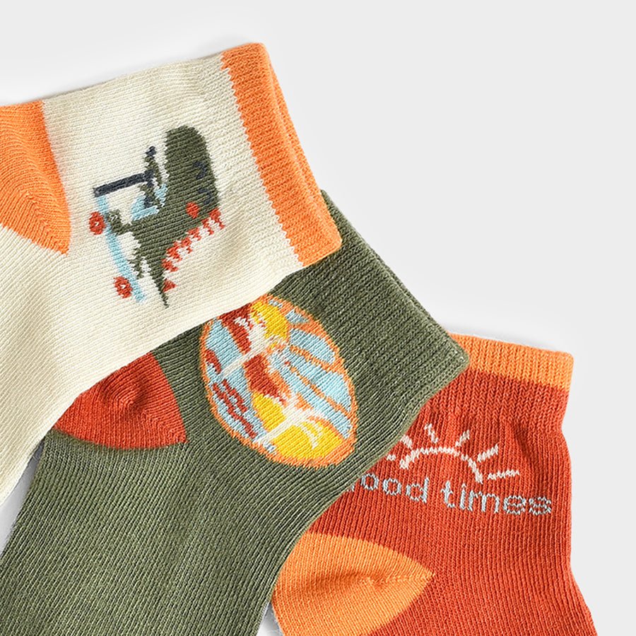 Dinomite Earthy Knitted Muldicolor Socks Pack of 3 Socks 6