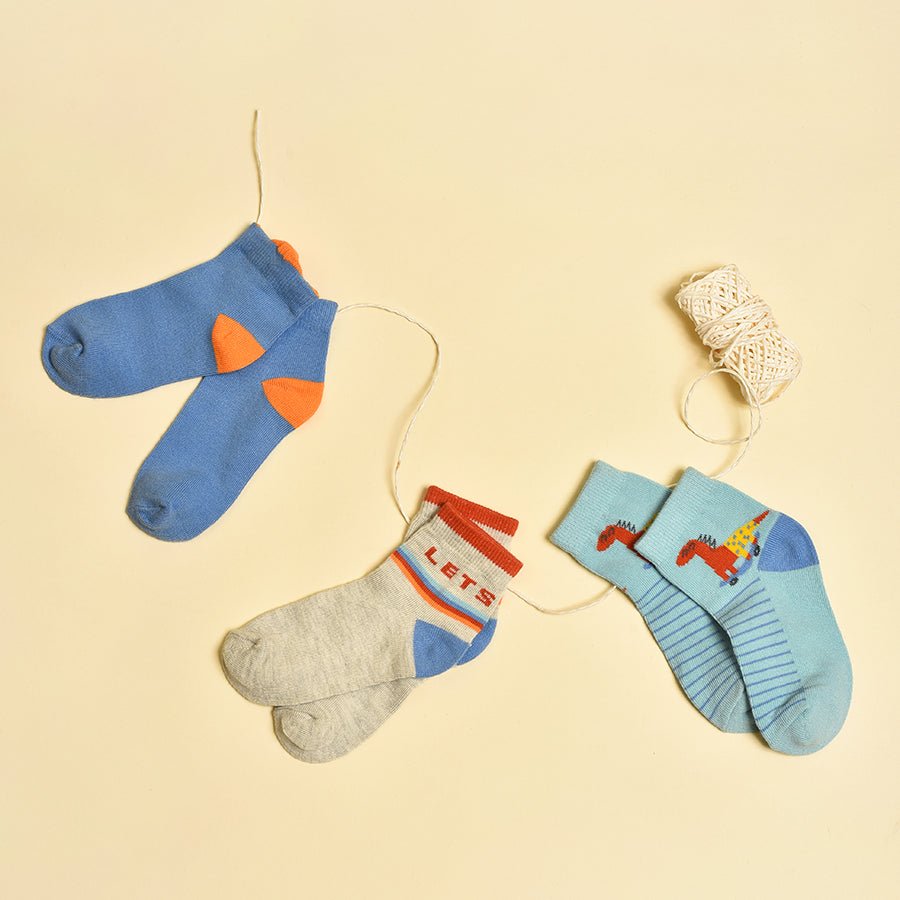 Dinomite Play Knitted Multicolor Socks Pack of 3 Socks 2