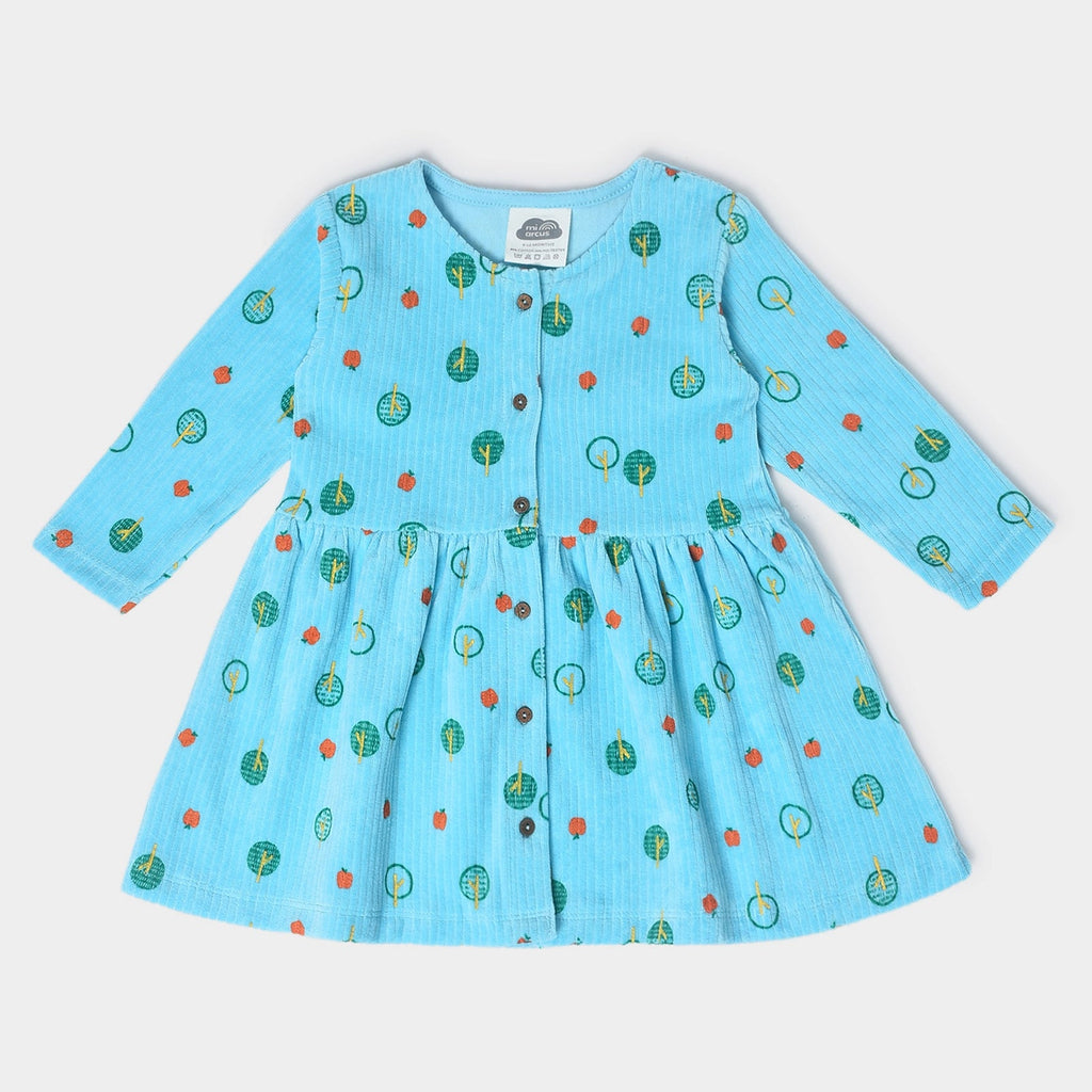 Farm Friends Front Open Printed Blue Dress Frock 2