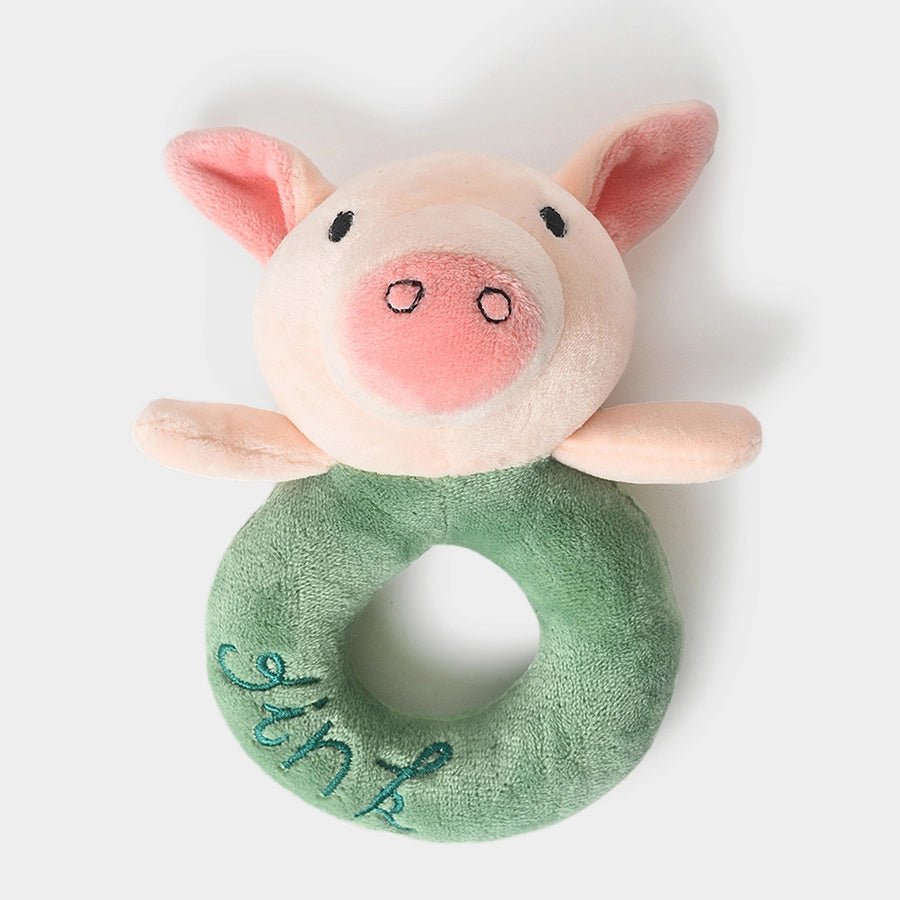 Mi Arcus Farm Friends Pink Green Oink Ring Rattle Toy Buy Soft Toys