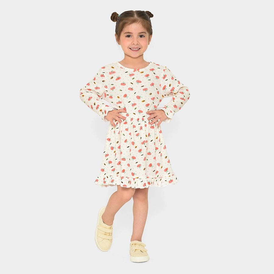 Farm Friends Printed Full Sleeve Dress for Girls Dress 1