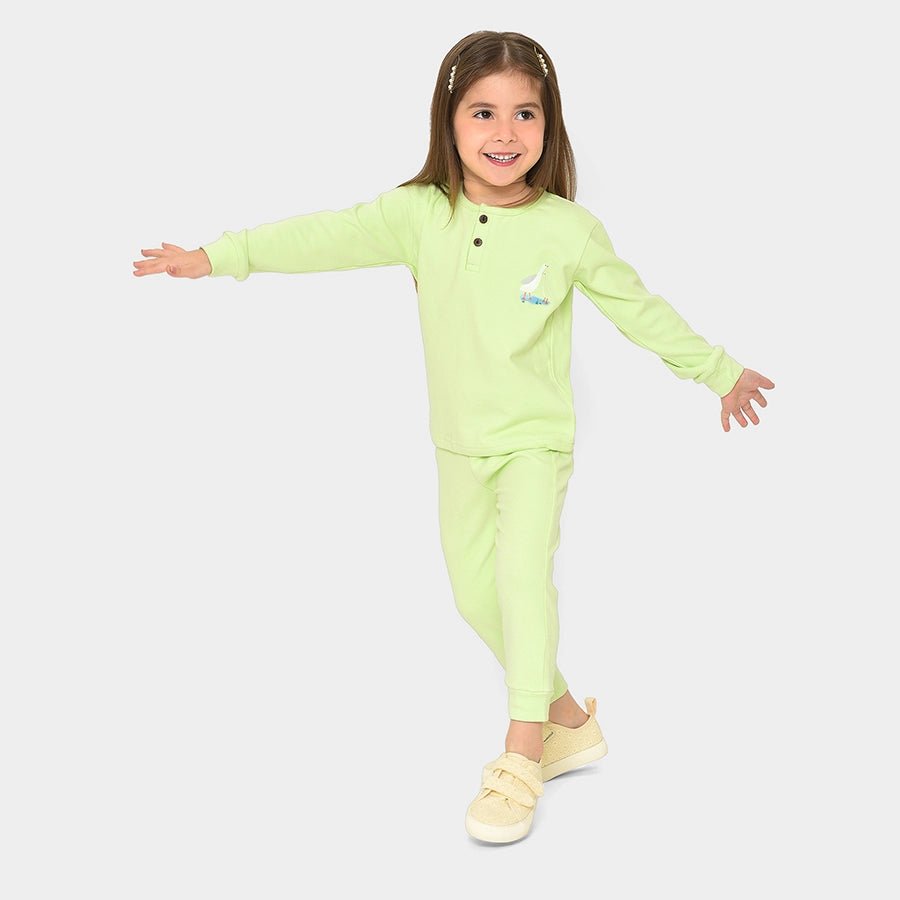 Farm Friends Sage Sweatshirt with Pyjama Thermal Set Thermal Set 1