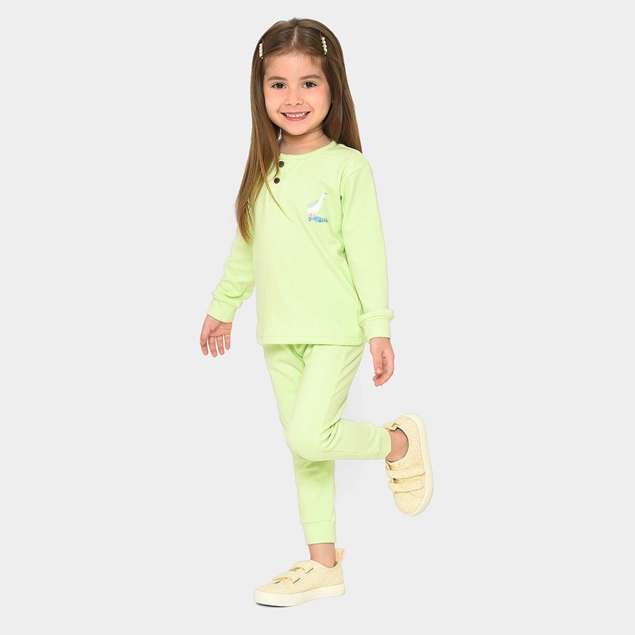 Farm Friends Sage Sweatshirt with Pyjama Thermal Set Thermal Set 2