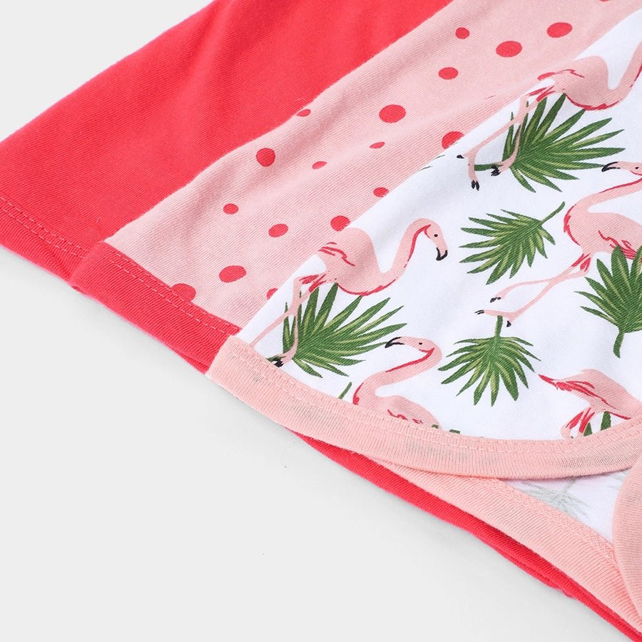 Flamingo Print Baby Girl Front Open Vest (Pack of 3) Front Open Vest 9