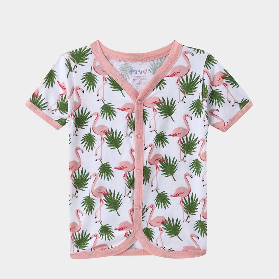Flamingo Print Baby Girl Front Open Vest (Pack of 3) Front Open Vest 4