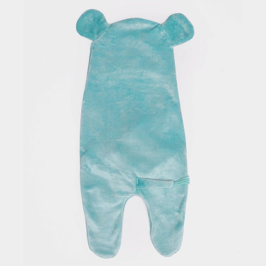 Flurry Knitted Baby Boy Hooded Wrap - Sea Green Hooded Blanket 4