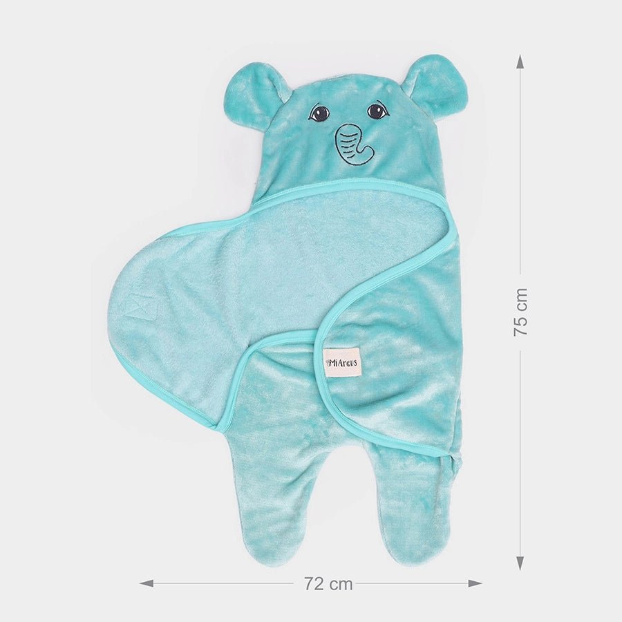 Flurry Knitted Baby Boy Hooded Wrap - Sea Green Hooded Blanket 3