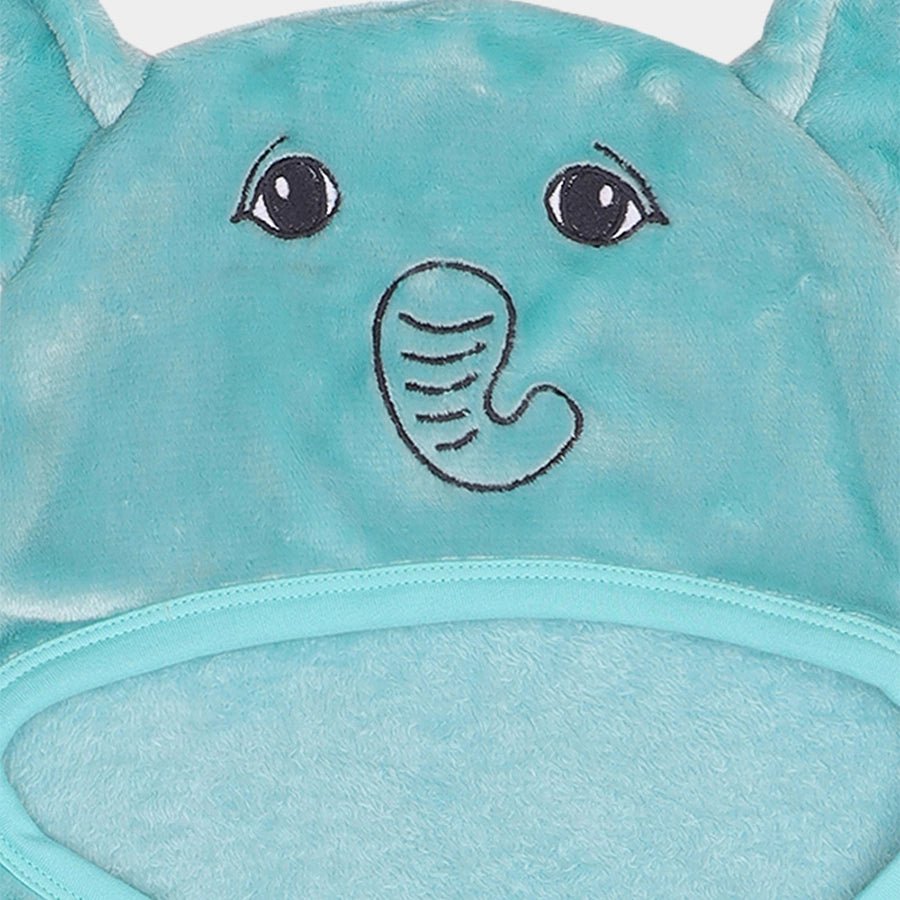 Flurry Knitted Baby Boy Hooded Wrap - Sea Green Hooded Blanket 5