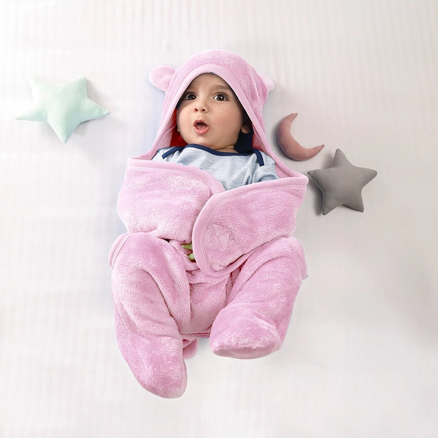 Flurry Knitted Hooded Wrap - Pink Hooded Blanket 1