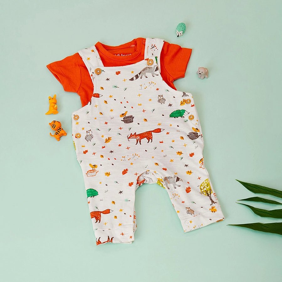 Forest Print Unisex Dungaree with Romper set Dungaree Set 3