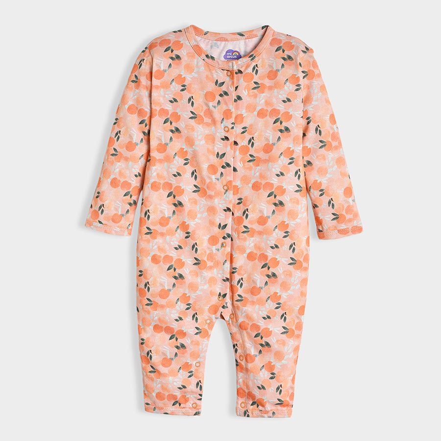 Fruits Printed Peach Sleepsuit SleepSuit 1