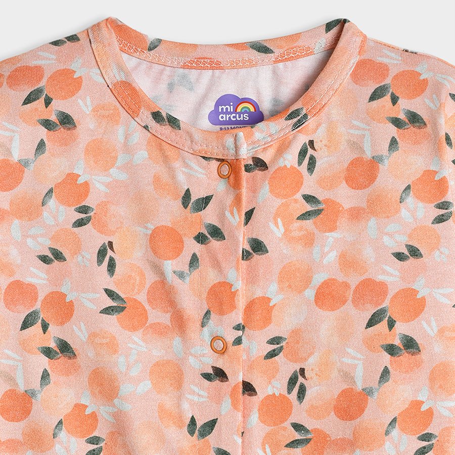 Fruits Printed Peach Sleepsuit SleepSuit 3