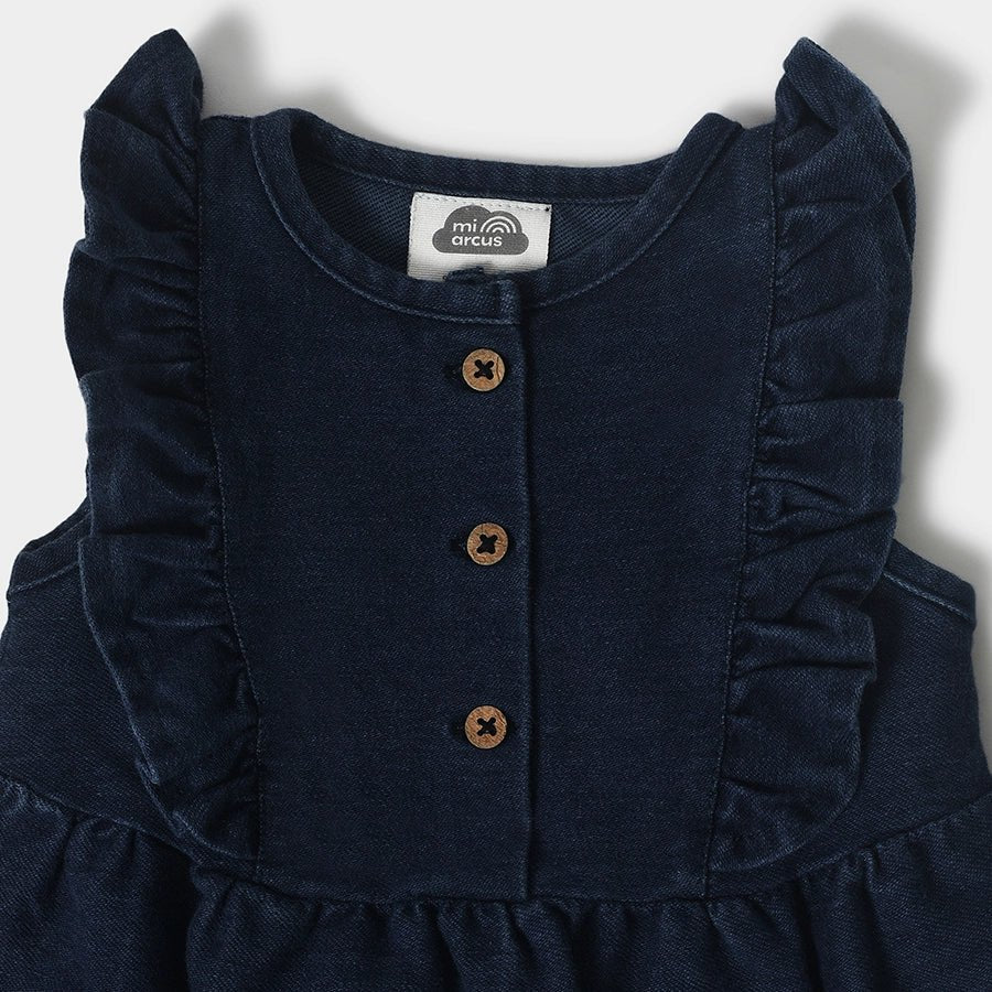 Girls Frill Denim Dress Dress 4