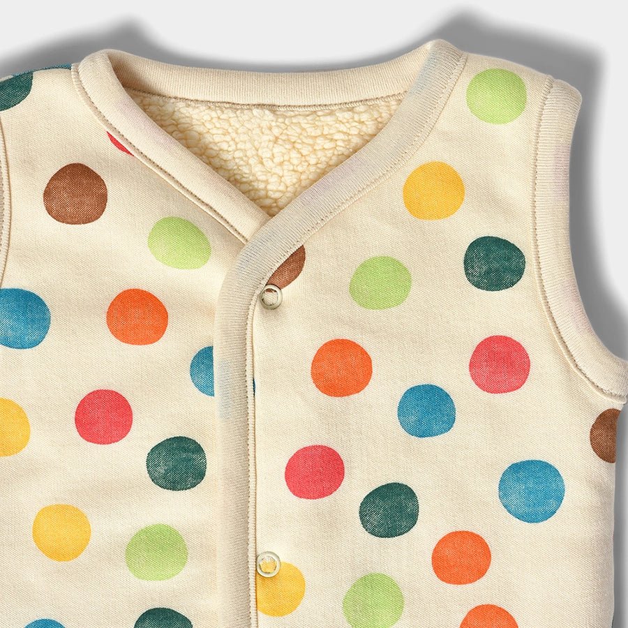 Grow Kind Unisex Polka Knitted Reversible Sleeveless Jacket Reversible Jacket Half Sleeves 5