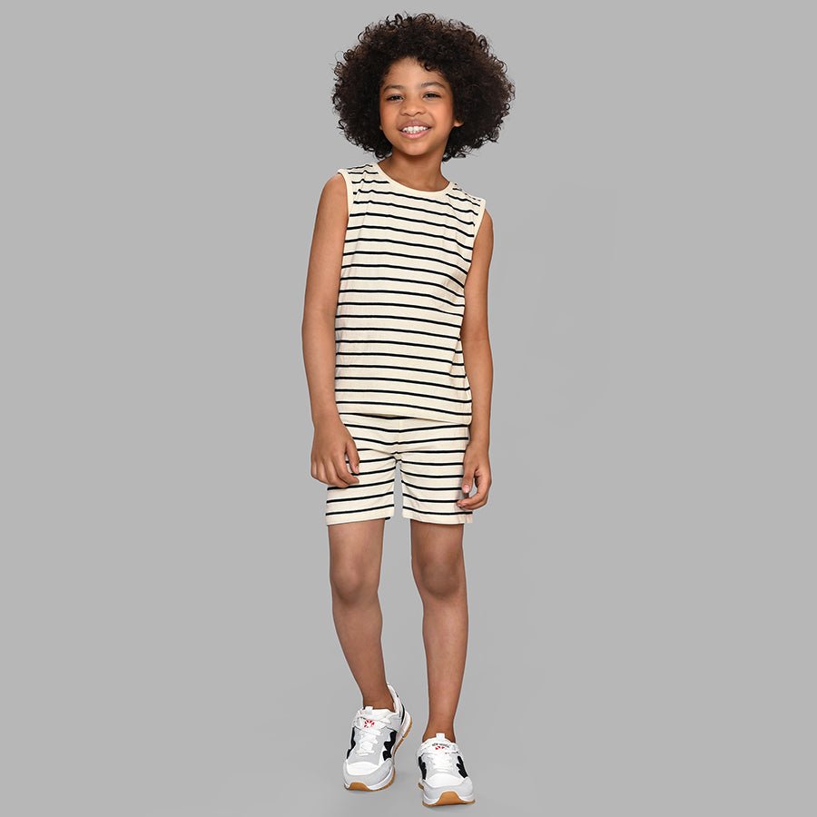 Happy Summer Adore Stripes T-Shirt & Shorts Set Shorts - Vest Set 1