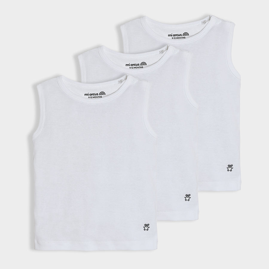 Happy Summer White Vest Pack of 3 Vest 1