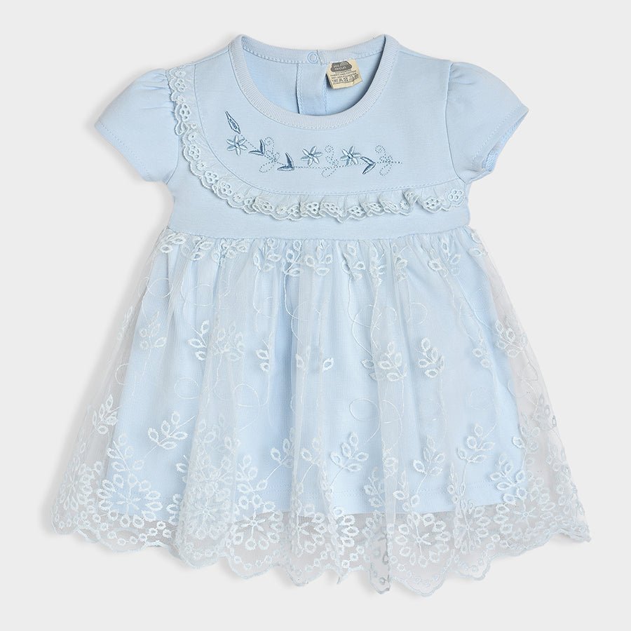 Luxe Frill Trimmed Dress with Headband Sky Blue Dress 2