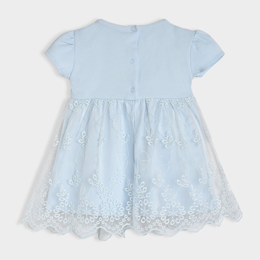 Luxe Frill Trimmed Dress with Headband Sky Blue Dress 3
