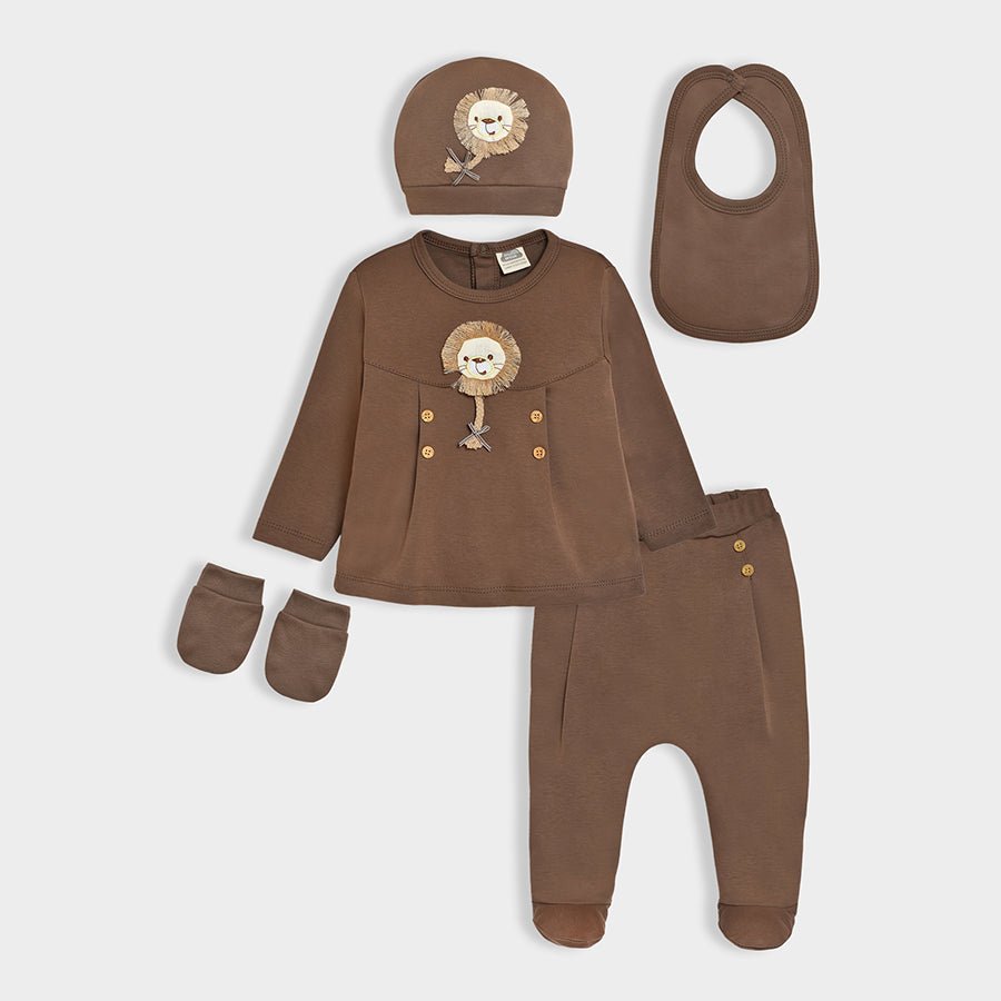 Luxe Lio Top, Bottom,Bib,Cap & Mittens Set Gift Set 1