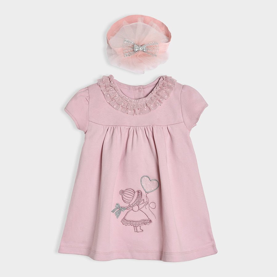 Luxe Rosy Dress with Headband Pink Dress 1