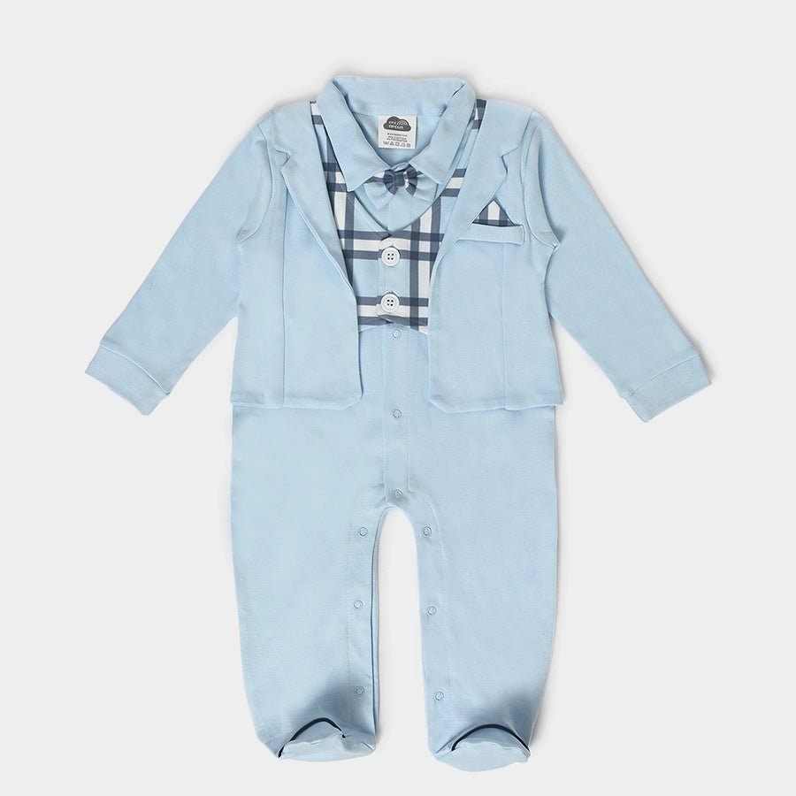 Misty Baby Blue Sleep Suit with Booties Sleepwear 1
