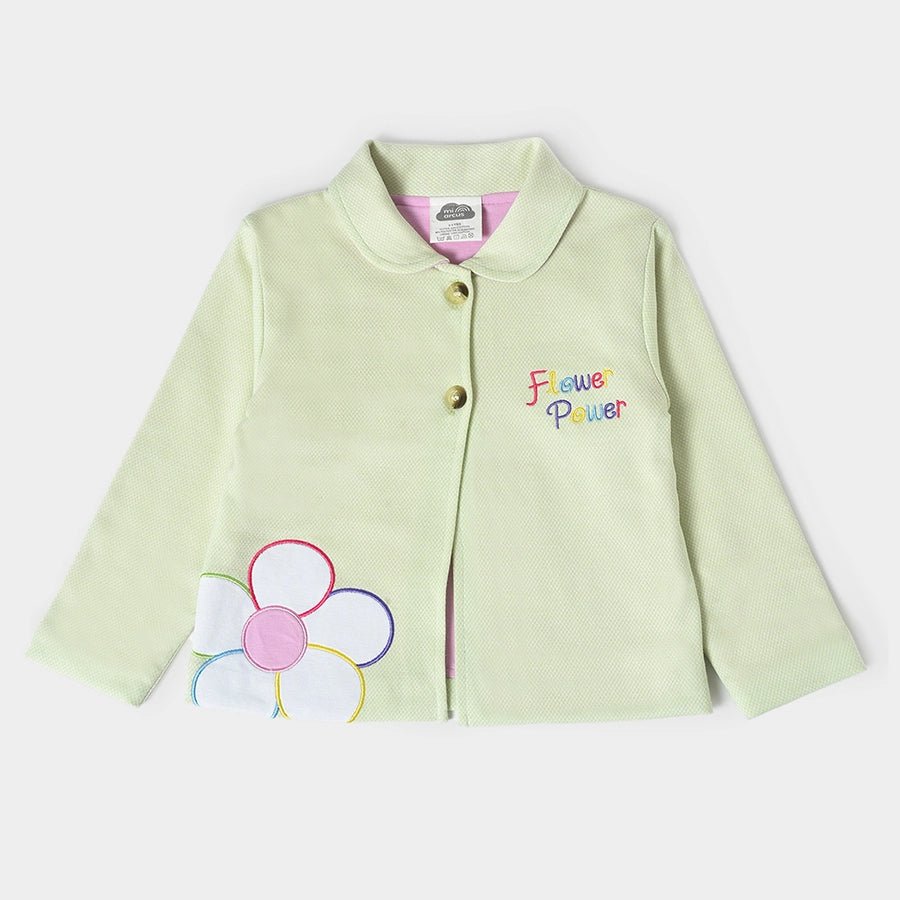 Misty Bloom Winter Wear Blazer for Girls Light Green Blazer 1