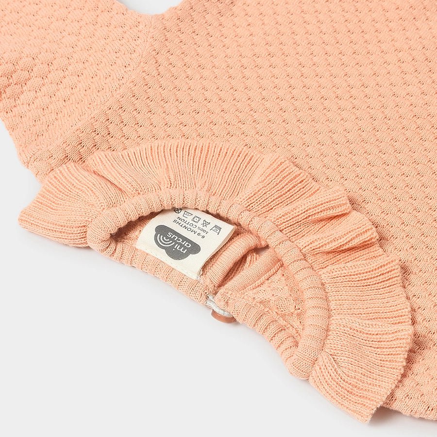 Misty Knitted Peach Jumper Set with Booties Top Bottom Set 6