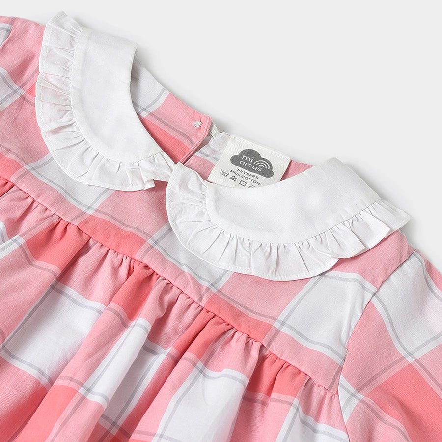 Misty Pink Woven Check Dress Dress 5