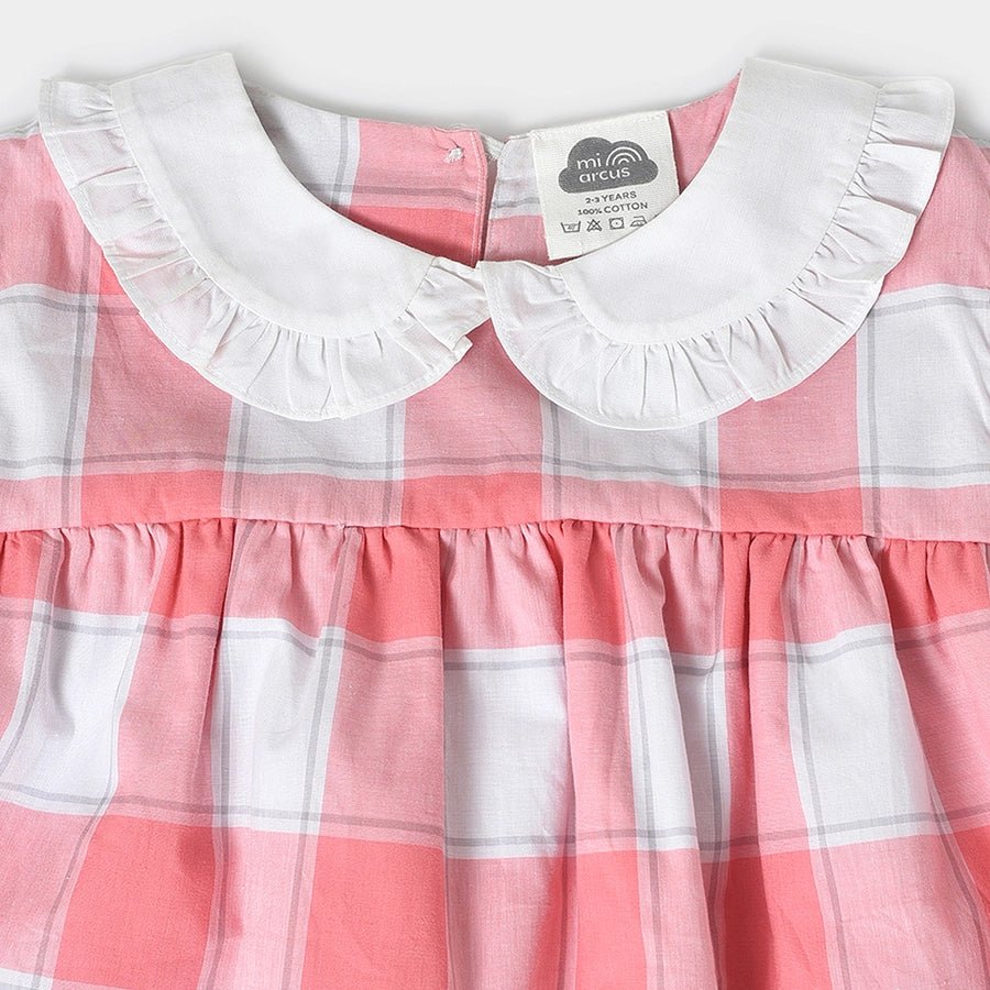 Misty Pink Woven Check Dress Dress 4