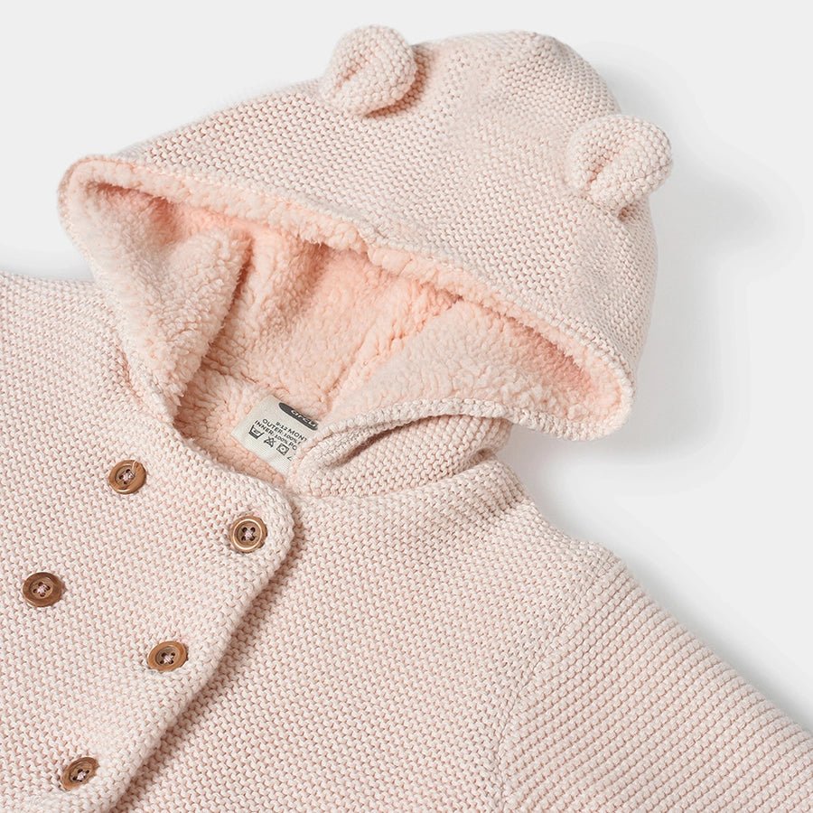 Misty Purl Knit Soft Pink Cardigan with Star Pocket Sweater Full Sleeves 5
