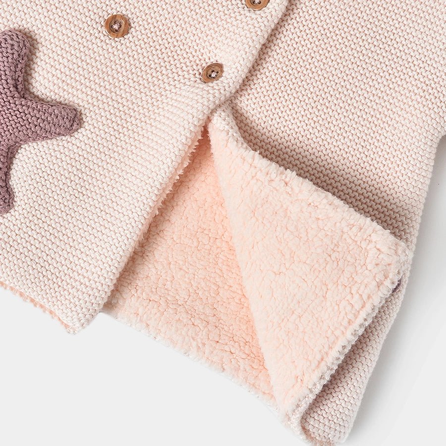 Misty Purl Knit Soft Pink Cardigan with Star Pocket Sweater Full Sleeves 7