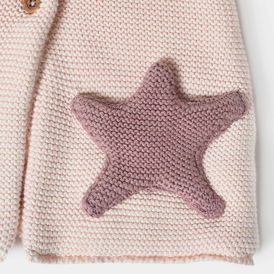 Misty Purl Knit Soft Pink Cardigan with Star Pocket Sweater Full Sleeves 8