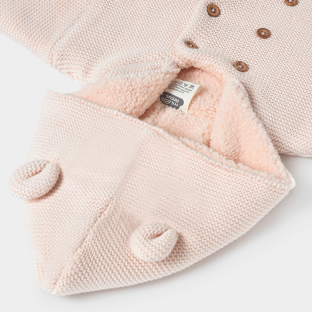 Misty Purl Knit Soft Pink Cardigan with Star Pocket Sweater Full Sleeves 6