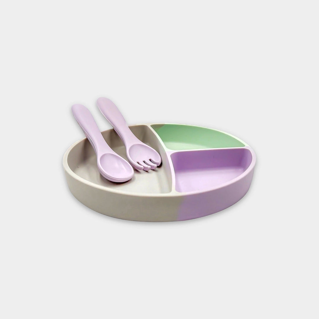 Mummy+Me Zody Silicon Plate, Spoon & Fork Set Dinner Set 3