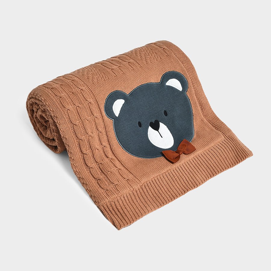 Neutral Love Knitted Bear Blanket Blanket 1