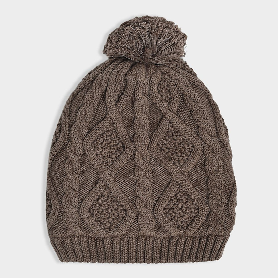 Neutral Love Taupe Knitted Cap Cap 2