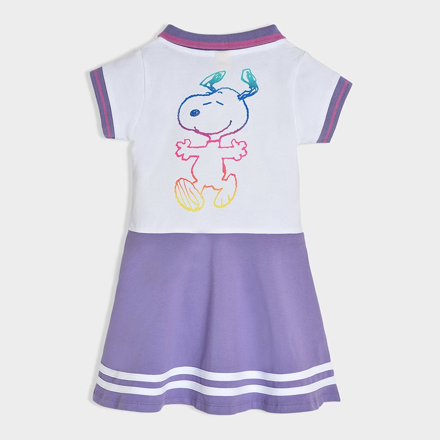 Peantus™ Snoopy Printed Pique Lilac Dress Frock 3