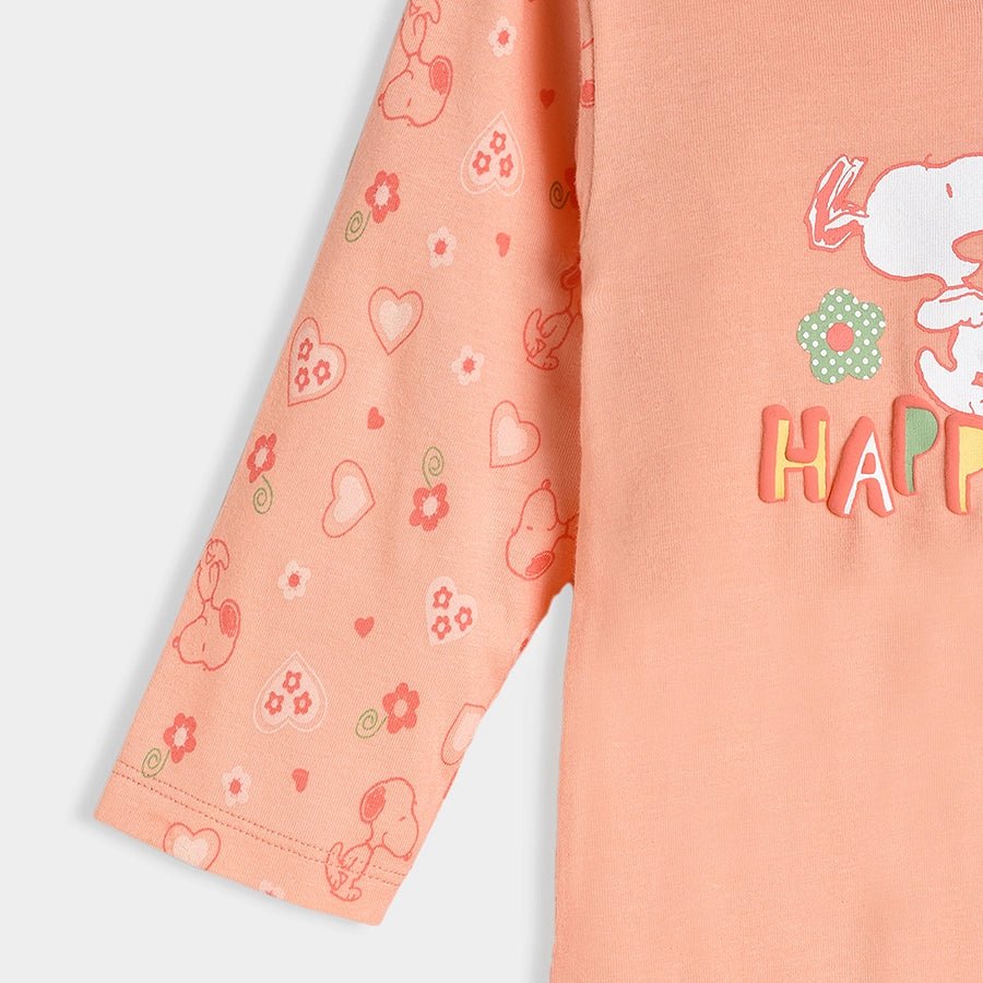 Peanuts™ Peach Printed Sleep Suit Sleep Suit 5