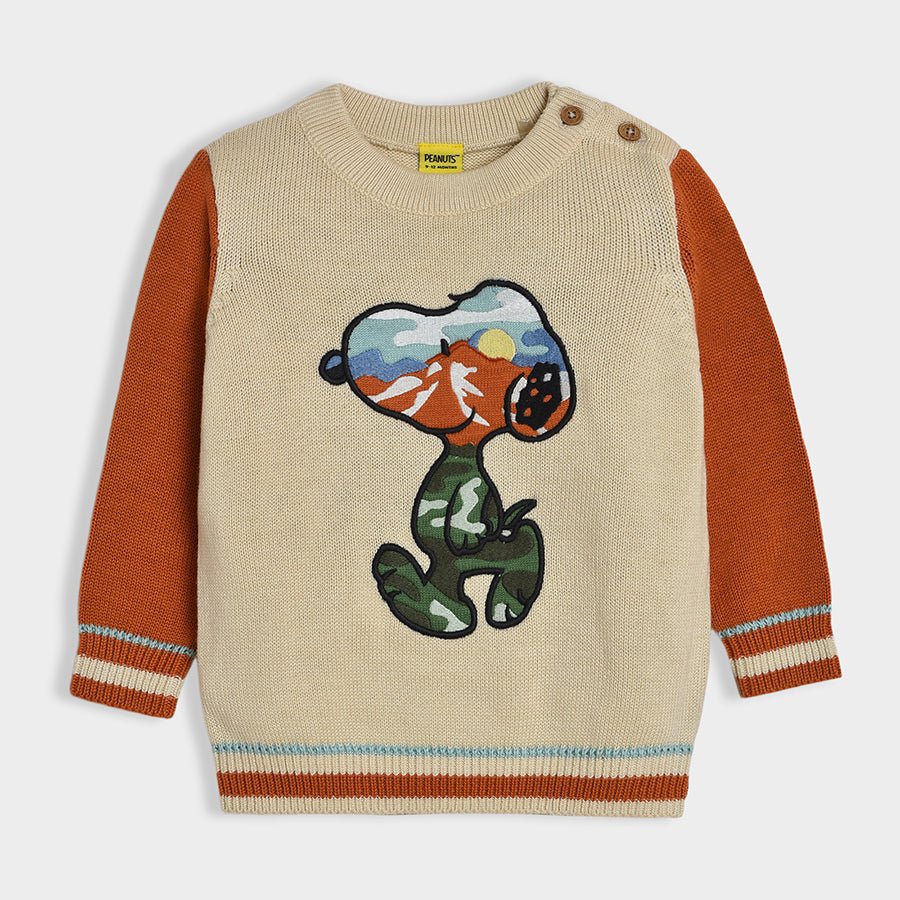 Mi Arcus Peanuts Snoopy Embroidered Pattern Sienna Sweater Sweater